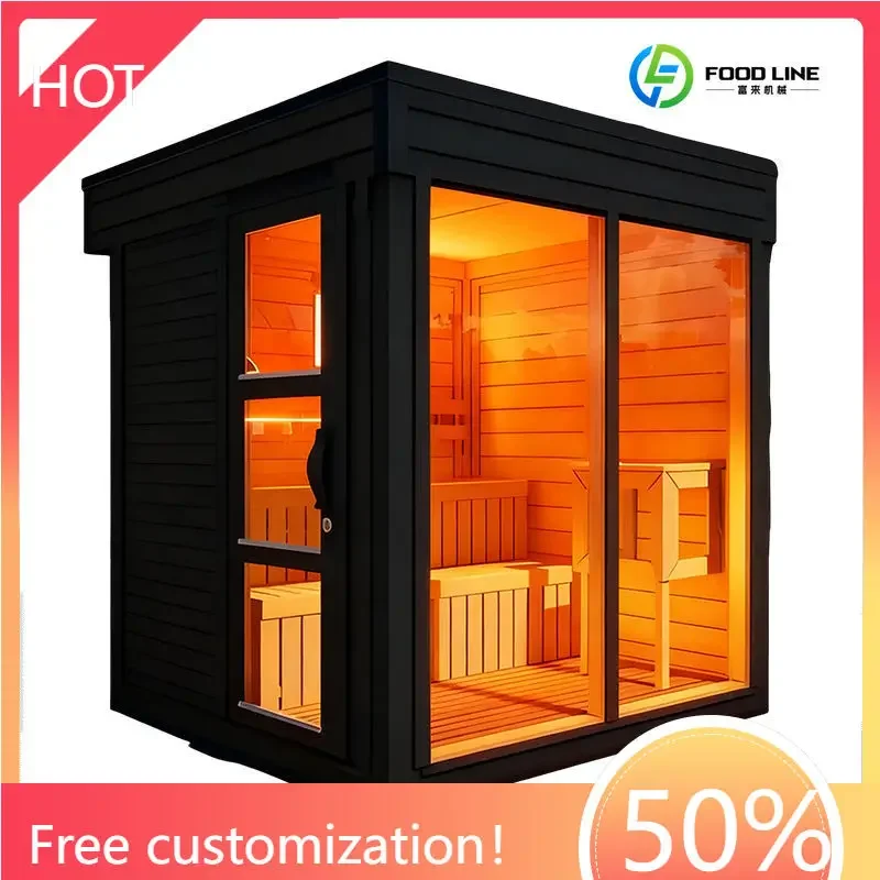 FL Modern Red Cedar Solid Wood Outdoor Villa Sauna Room with Computer Control Panel Steam & Dry Sauna Shower Customized