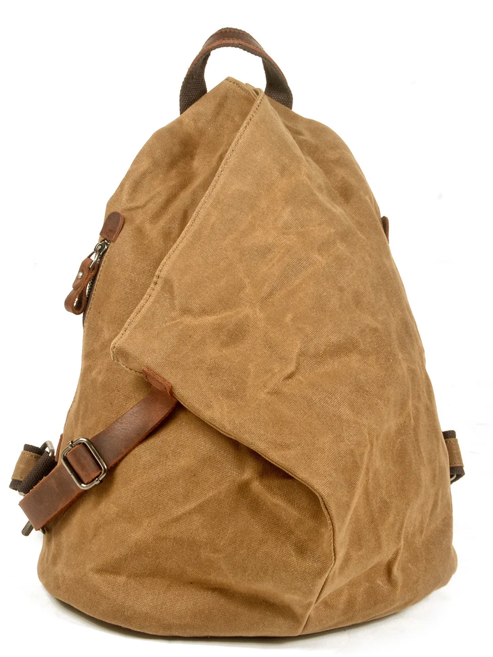 

Waterproof Vintage Canvas Backpack Oil Wax Workwear Ame Kaka Men's Leather Outdoor Travel Small Double Shoulder Bag