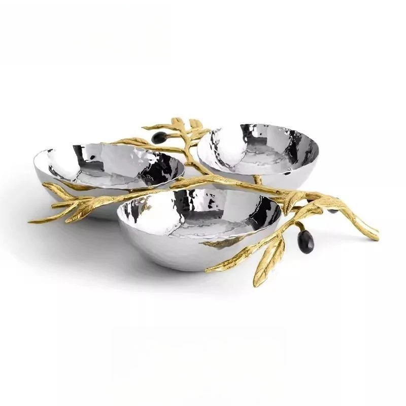 

Golden ginkgo sundries small plate fruit plate metal durable creative snack plate birthday gift