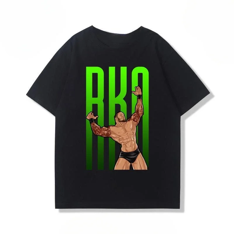 WWE Wrestler Orton Randy Character Anime Print T-Shirt Wrestling RKO Snake Men Women Loose Cotton on Clothes Tide Short Sleeves