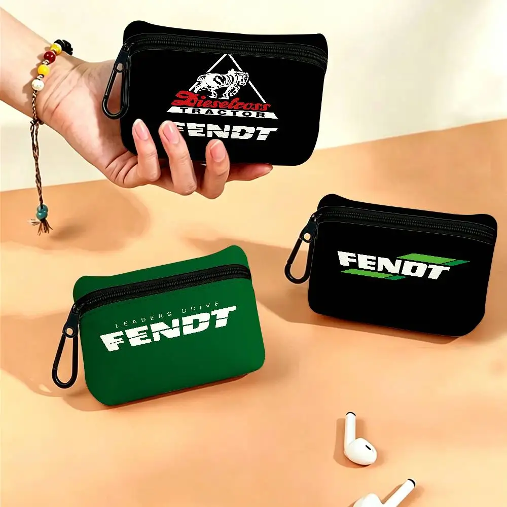 Farming Tractor Fendt Oxford Cloth Zipper Wallet Multifunctional Hanging Coin Bag For Credit Cards Keys Coins Earbuds