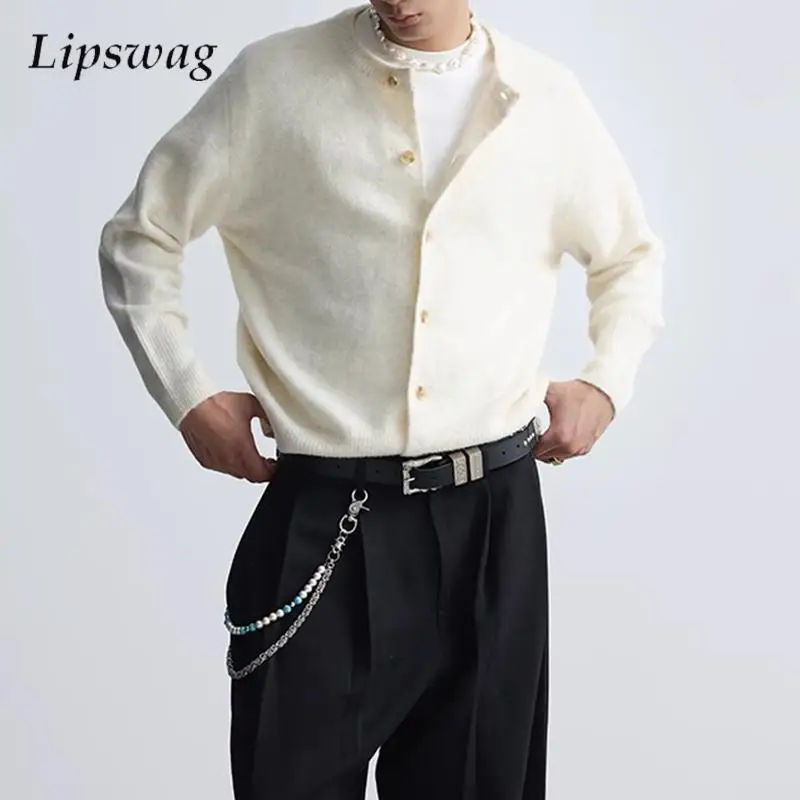 

Fashionable Mens Slim Fit Knit Coats Stylish Solid Color Crew Neck Button-up Sweater Cardigans Spring Autumn Men Vintage Jackets