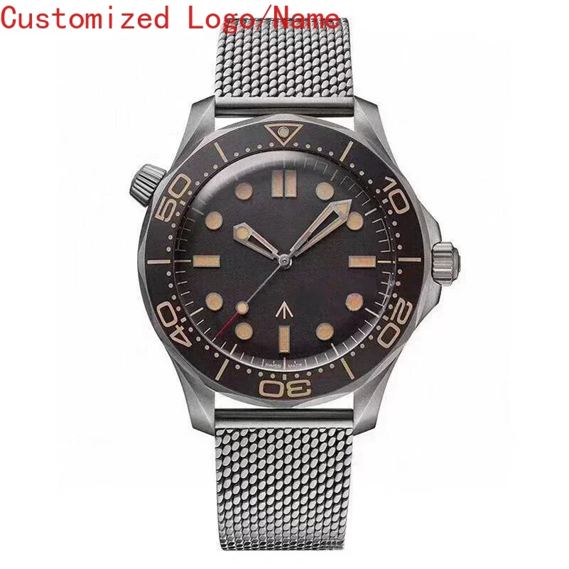 ساعة ميكانيكية أوتوماتيكية فاخرة للرجال 904L من الفولاذ المقاوم للصدأ باللون الذهبي والأخضر والسيراميك وحزام مطاطي من الياقوت حسب الطلب