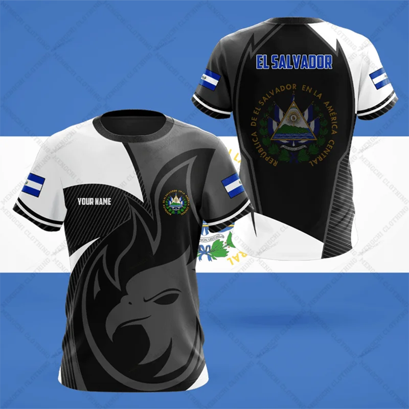 El Salvador Emblem Customize Unisex Esports T-shirts Summer Oversized Tees Cool Short Sleeve Tops Boys and Girls Sportswear