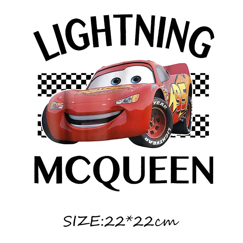 Lightning McQueen Cars Heat transfer Stickers on Clothes Iron on transfers Thermal Decals for Tshirts