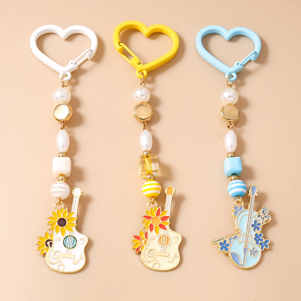 Neuer Musikinstrument-Schlüsselanhänger Violine Schlüsselring Anhänger für Frauen Mädchen Handtaschen-Deko DIY Handgemachter Schlüsselanhänger Geschenke – Detail 8
