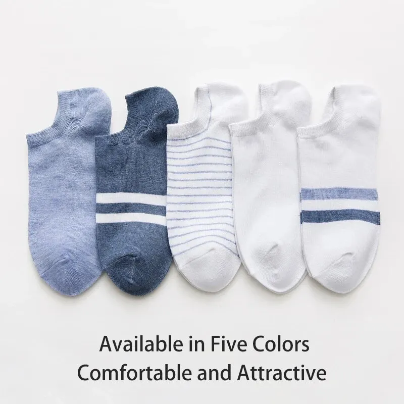 5 Pairs of Women's Spring and Summer Four-season Solid Color Simple Striped Two-bar Comfortable Sweet and Cute School Socks