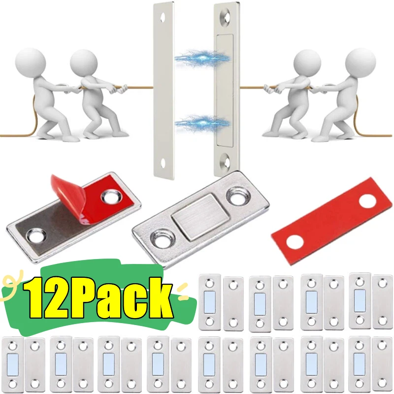 

1-12Pack Magnetic Cabinet Catches Ultra Thin Door Strong Magnets Stopper Invisible Drawer Magnet Lock for Kitchen Closet Closer