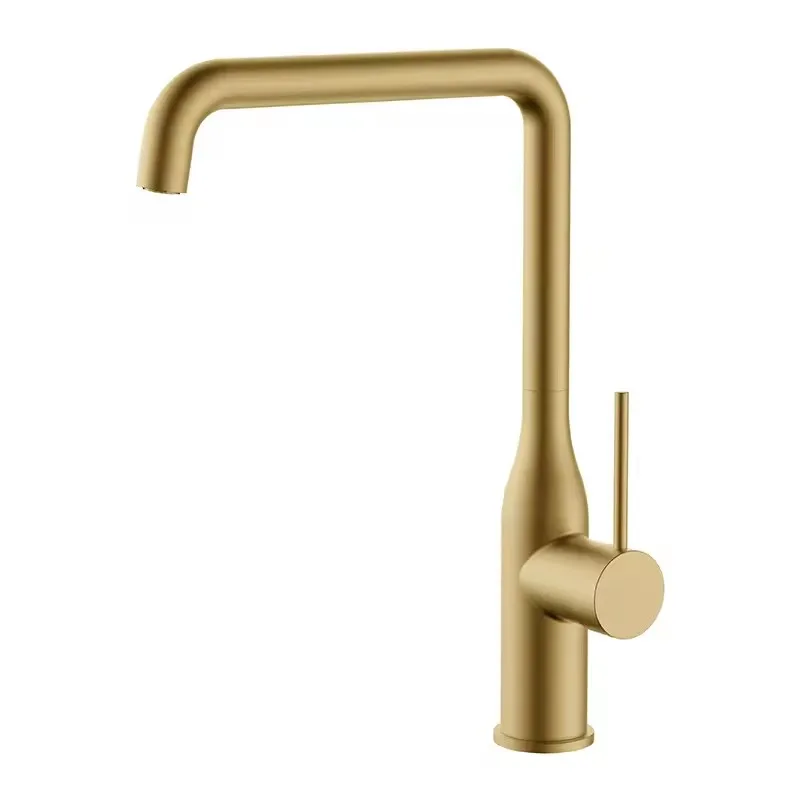 Luxury Brass Kitchen sink faucet High Quality Copper Hot cold water Kitchen Tap Modern Design One Hole One Handle,Brushed Gold