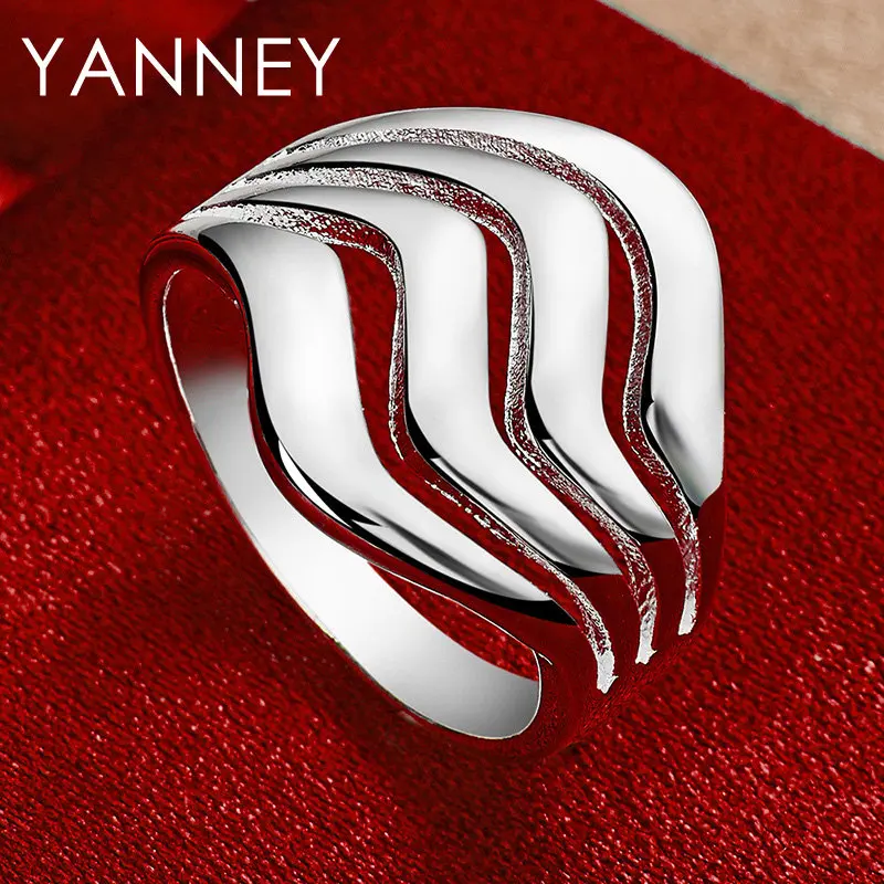 

New 925 Sterling Silver Fine 6-10# Smooth Wave Ring For Men Women Engagement Fashion Charm Party Jewelry Wedding Accessories