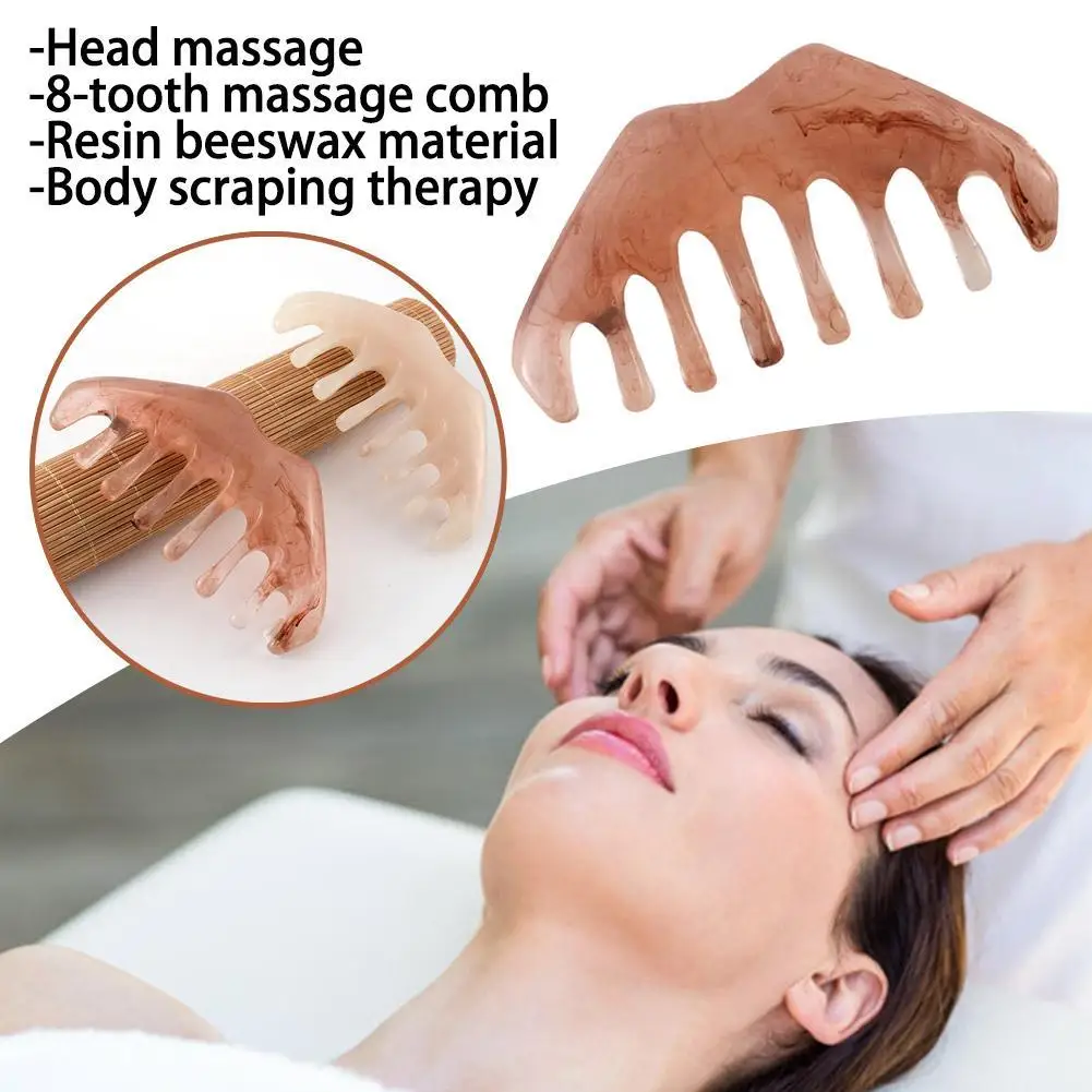 

Resin Gua Sha Massage Comb Head Body Scraping Reflexology Scraping Hair Comb Scalp Care SPA Meridian Massage Comb