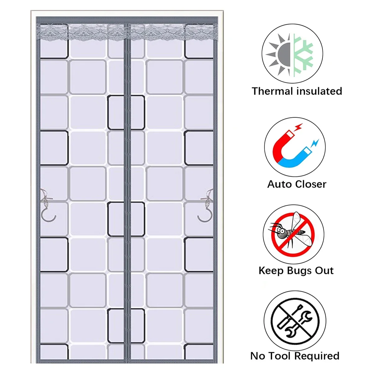 Magnetic Door Curtain, Cold-Proof Insulating Door Curtain, Suitable for Air-Conditioned/Heated Room Doors and Kitchen Doors