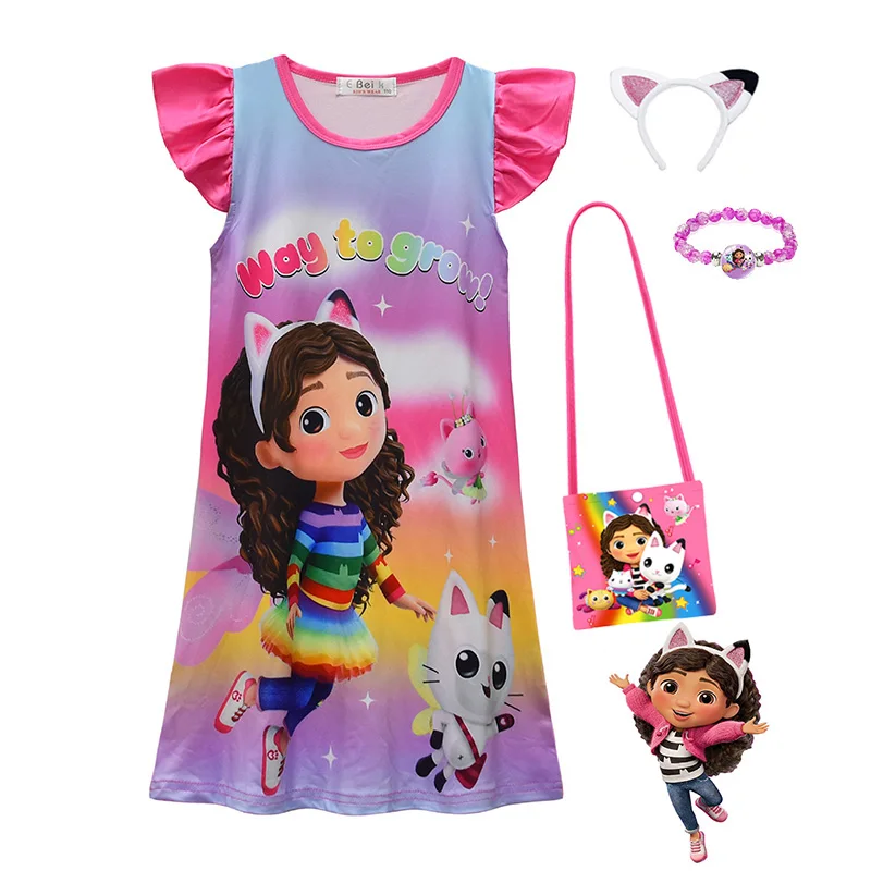 

Gabby's Dollhouse Kids Princess Dress Sleepwear Summer Cute Baby Gabby Cats Girls Nightgowns Children Party Dresses Pajamas