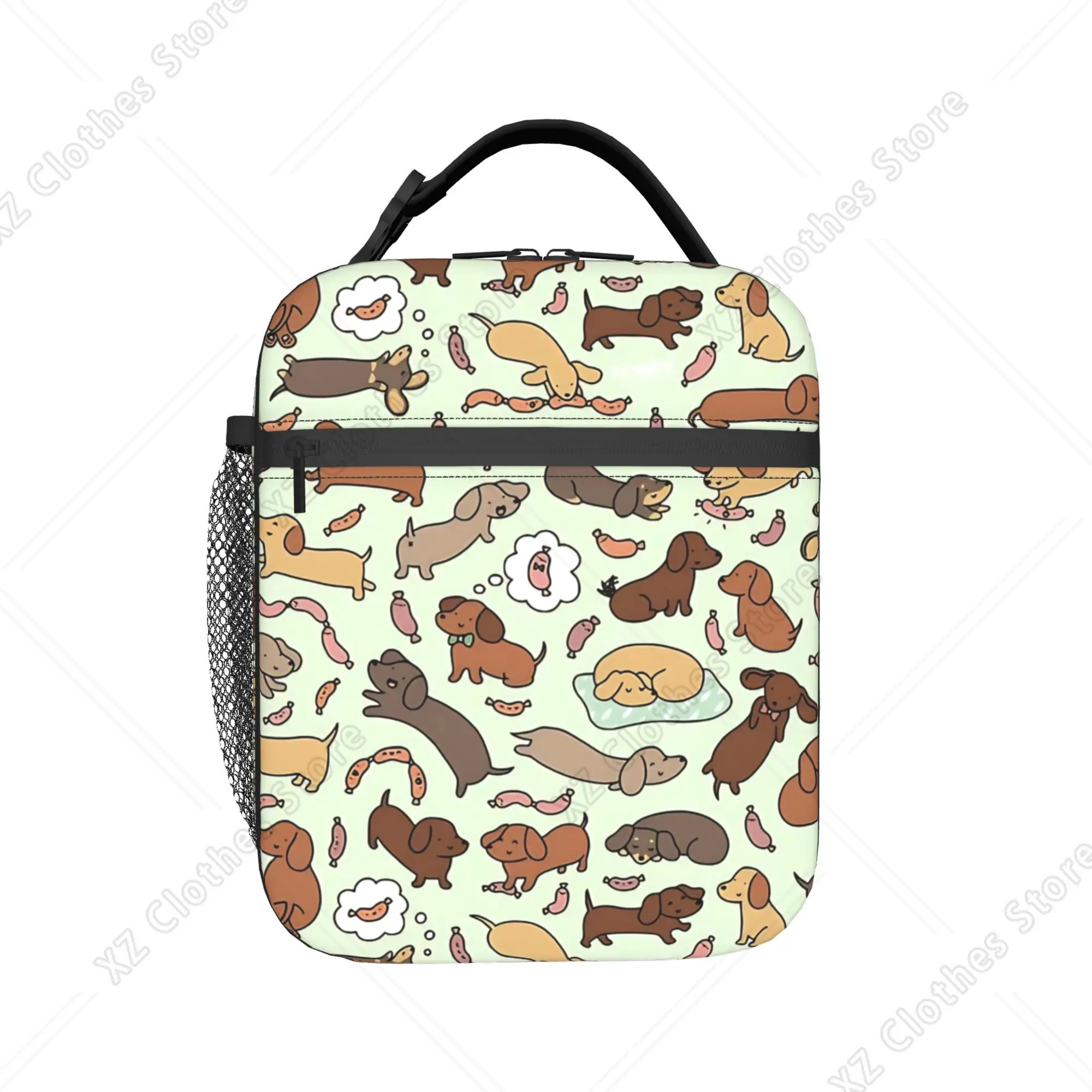 dachshund Dog Lunch Bag School Lunch Box For Unisex Funny Design Thermal Tote Handbags Waterproof Convenient Cooler Bag
