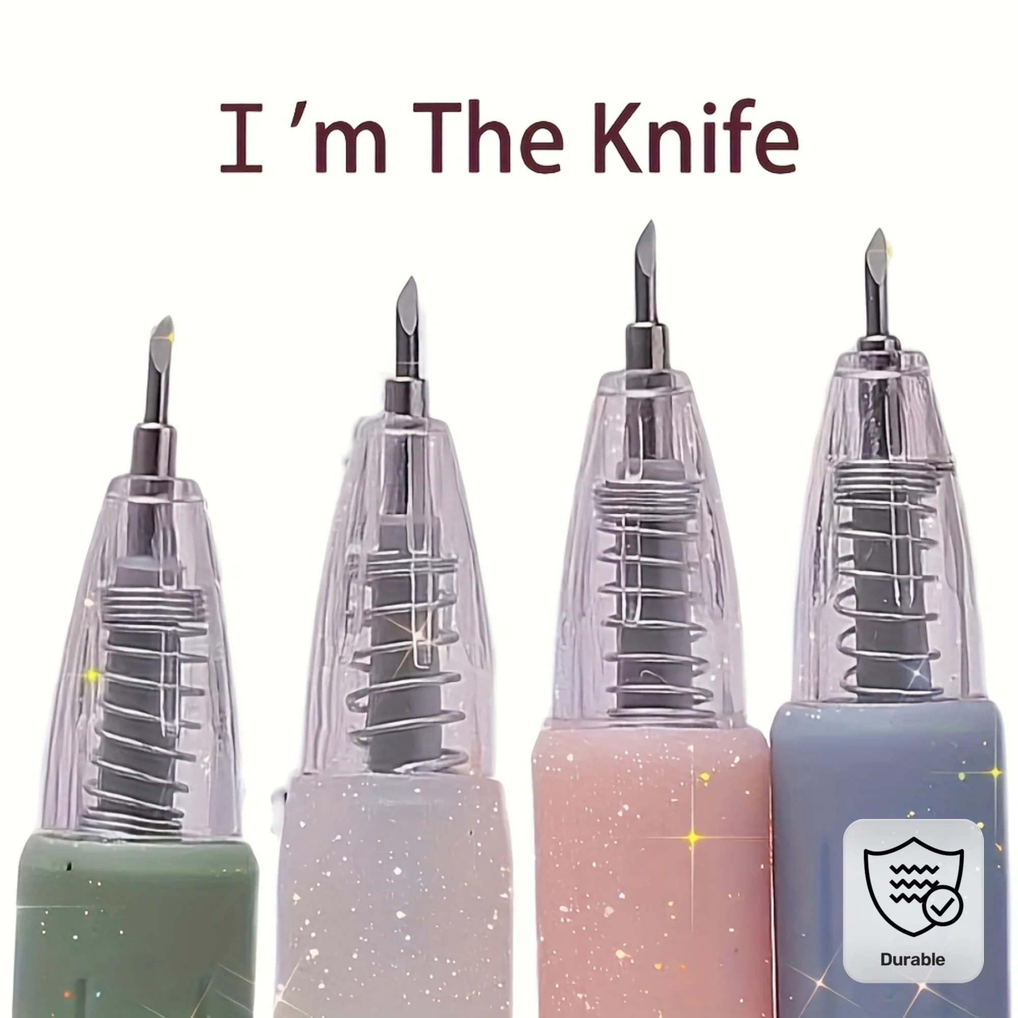 4pcs Set of Retractable Craft Knives And Pens Lightly Press to Cutting Knife, Suitable for Paper, Card Making And Unboxing