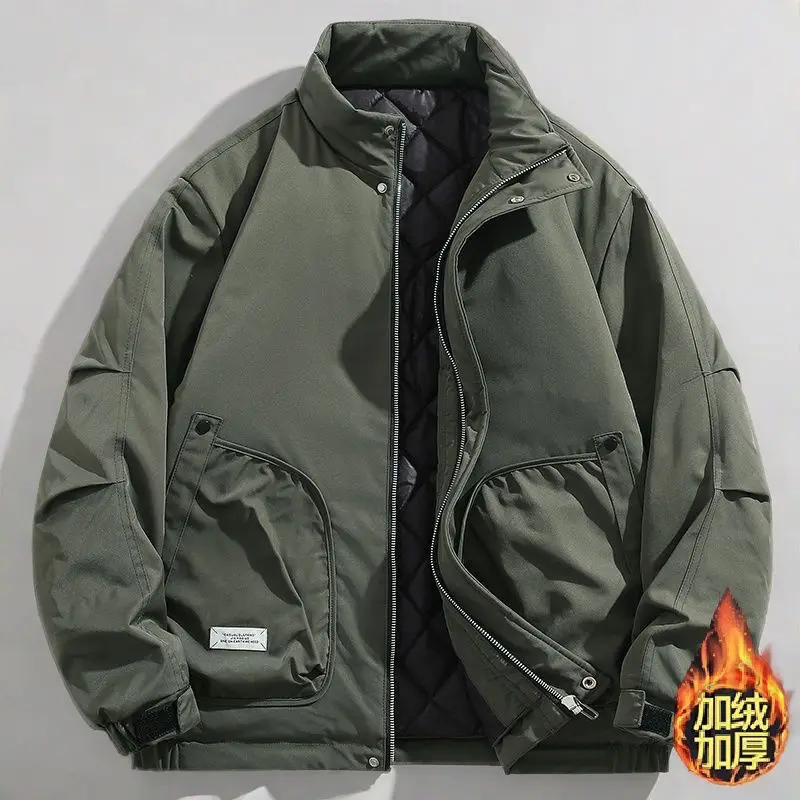 

American Retro Thick-Padded Jacket Men's Autumn Winter Coat Warm Trendy Retro Style for the Season