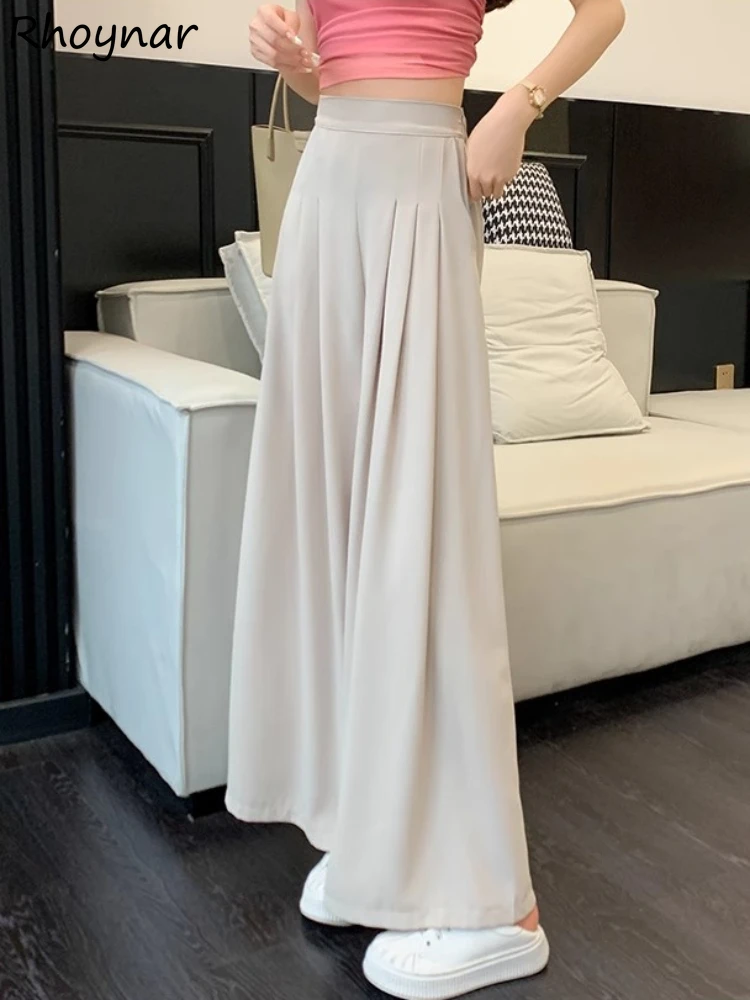 

Pants Women Leisure Simple All-match Ulzzang Fashion Elastic Thin Baggy Slender Pleated Loose Comfortable Sweet Girls Summer