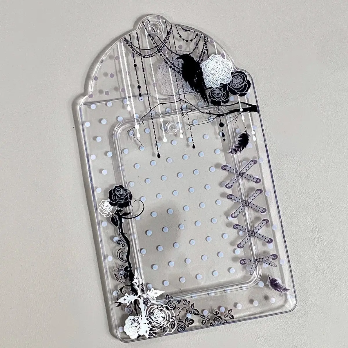 2pcs Polka Dot Floral PVC Card Holder 3 Inch Kpop Photocard Idol Card Storage Display Pouch Pendant image 4