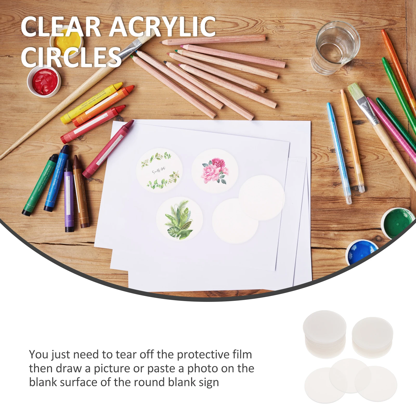 

30 Pcs Round Acrylic Sheet Drawing DIY Painting Disc Circles Clear Blanks Multifunction