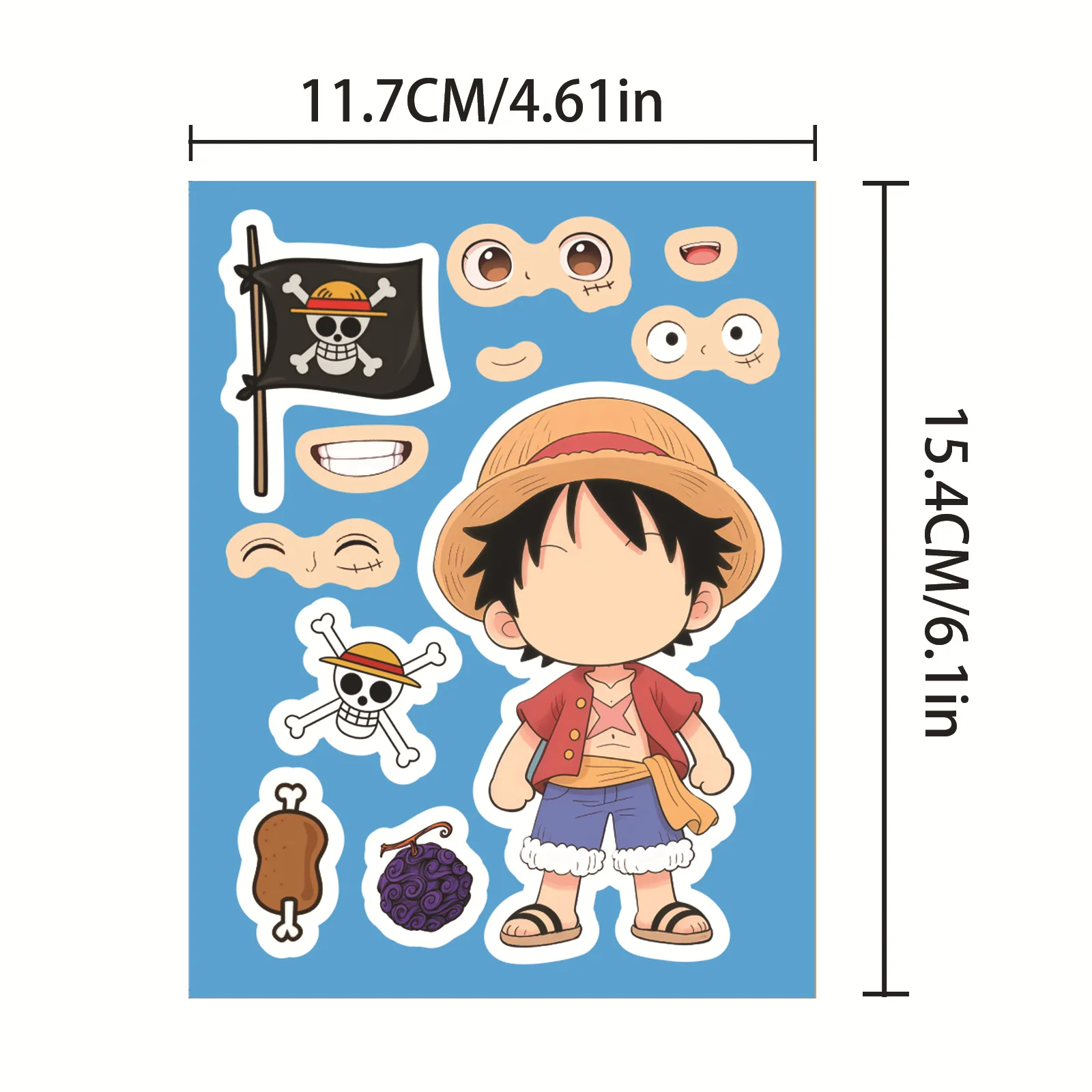 8 pz Set Anime One Piece Serie Rufy Nami Roronoa Zoro Figure Gioco Fai Da Te Adesivi Decorazione Ventole Genitore-Figlio Regalo Giocattolo