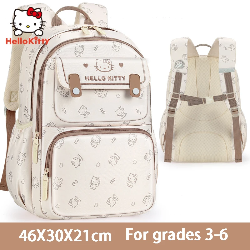 Miniso Hello Kitty Girls Waterproof Schoolbag Children Lightweight Backpack Pupil Grade 3-6 Shcool Book Bag student Leisure Gift