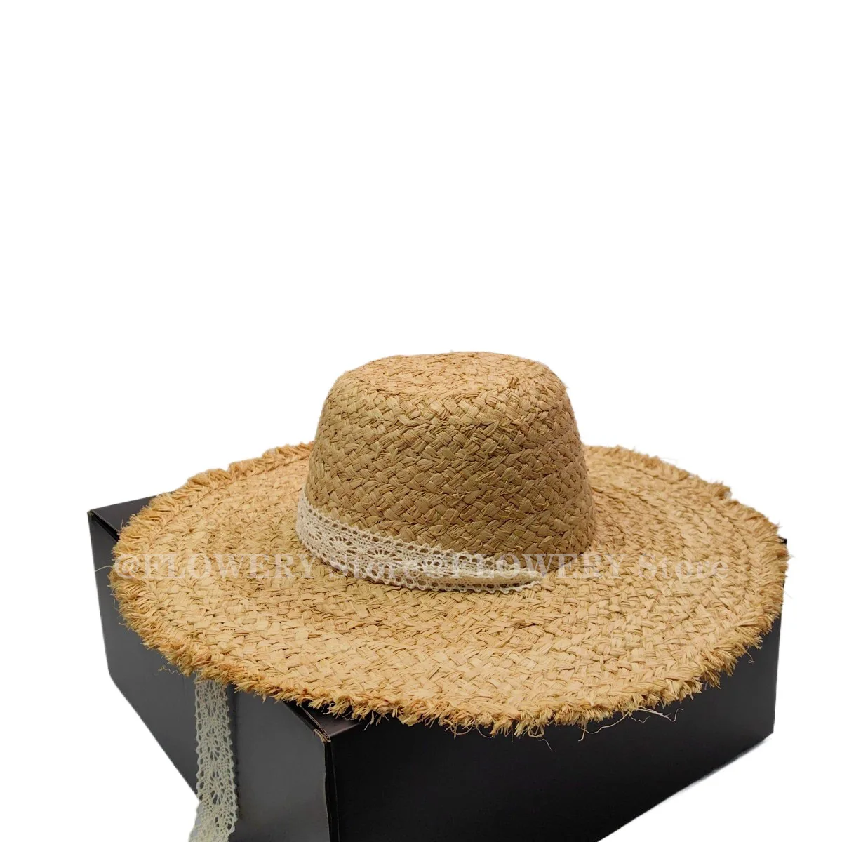 

New Handwoven Bow-knot Ribbon Fringed Raffia Straw Hat, Summer Wide Brim UV Protection Sunhat, Versatile Vacation Beach Sunshade