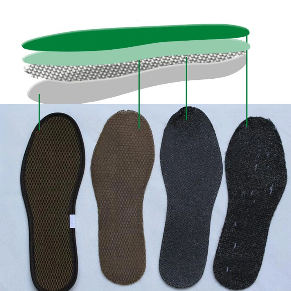 

4 Pairs Bamboo Charcoal Insoles Sweat Absorbing Shoe Inserts Ventilated Mesh Surface Anti For Men Women Fresh