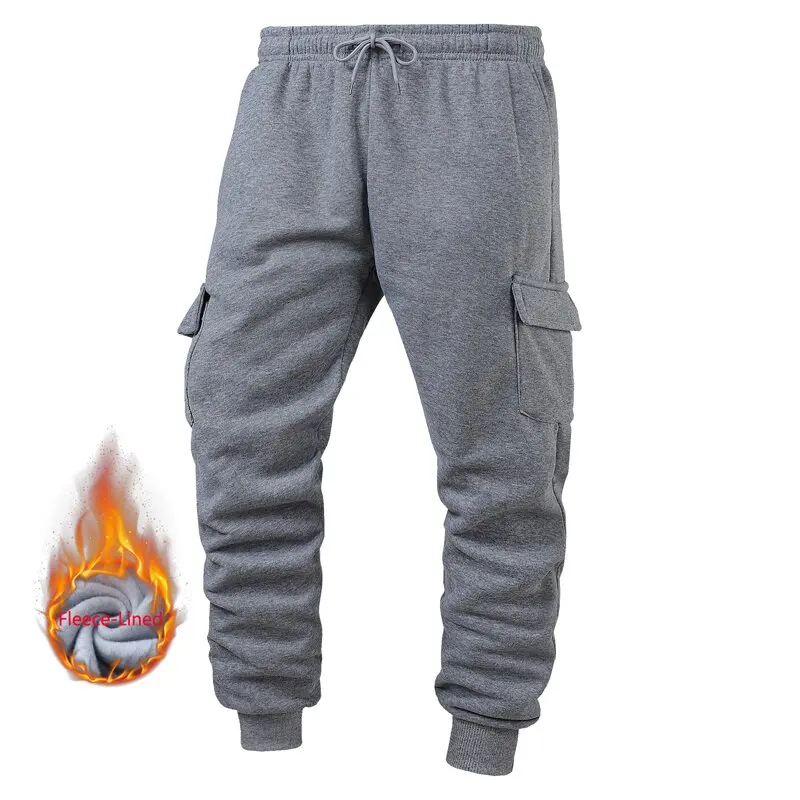 New Winter Fashion Trend Solid Color Thickened Warm Fleece Sweatpants For Men Loose and Comfortable Sports Plus Size Pants M-3XL
