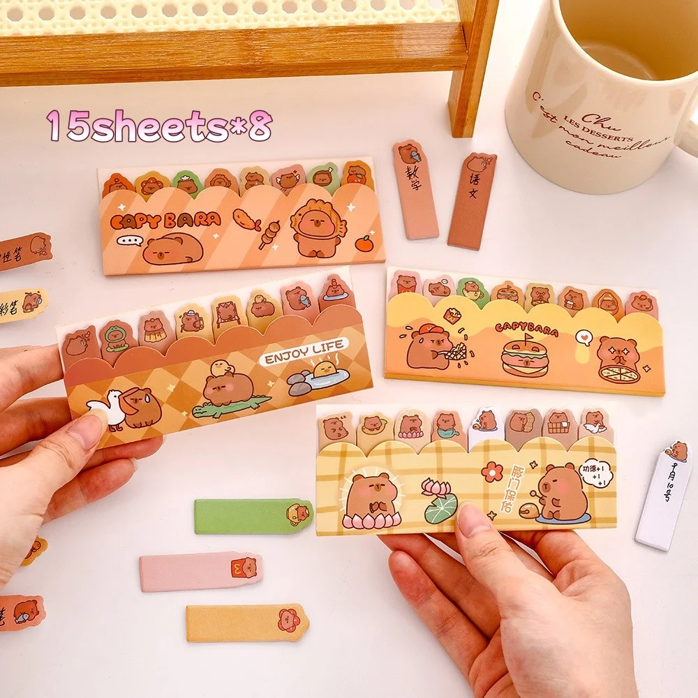 

120/480Sheets Index Sticker Students Self-adhesive Sticky Notes Stationery Capibala Sticky Notes Cartoon Dolphin Easy Tear Off