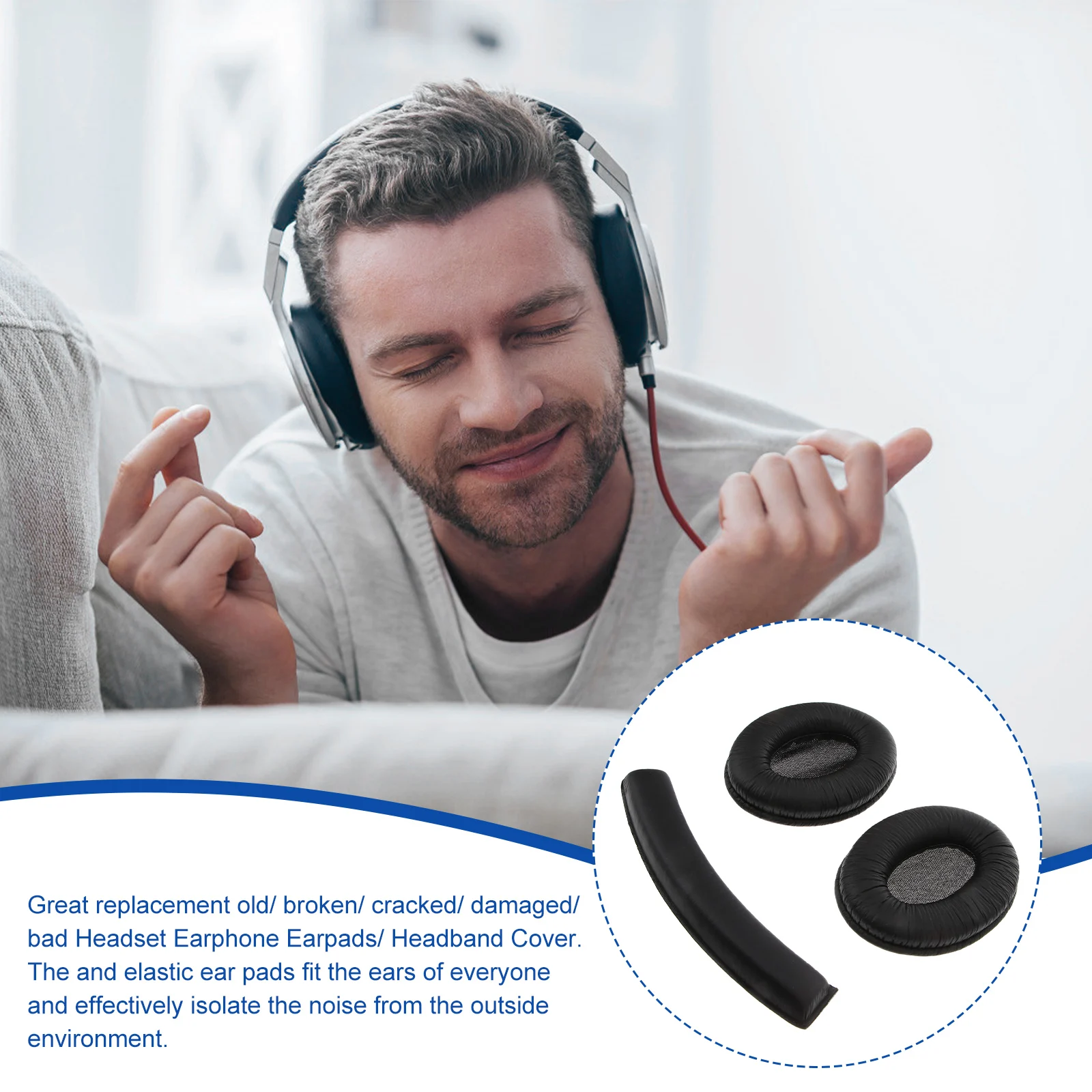 

Ear Pad Cushion Headband Cover Head Band Replacement Compatible for Sennheiser HD202 HD212 HD437 HD447 HD457 HD477 HD497