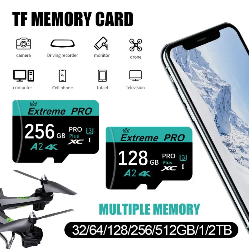 2TB Memory Card V30 High Speed Micro TF SD Card SD Card U3 TF Card 1TB 512GB 256GB For Nintendo Switch Ps4 Ps5 Game