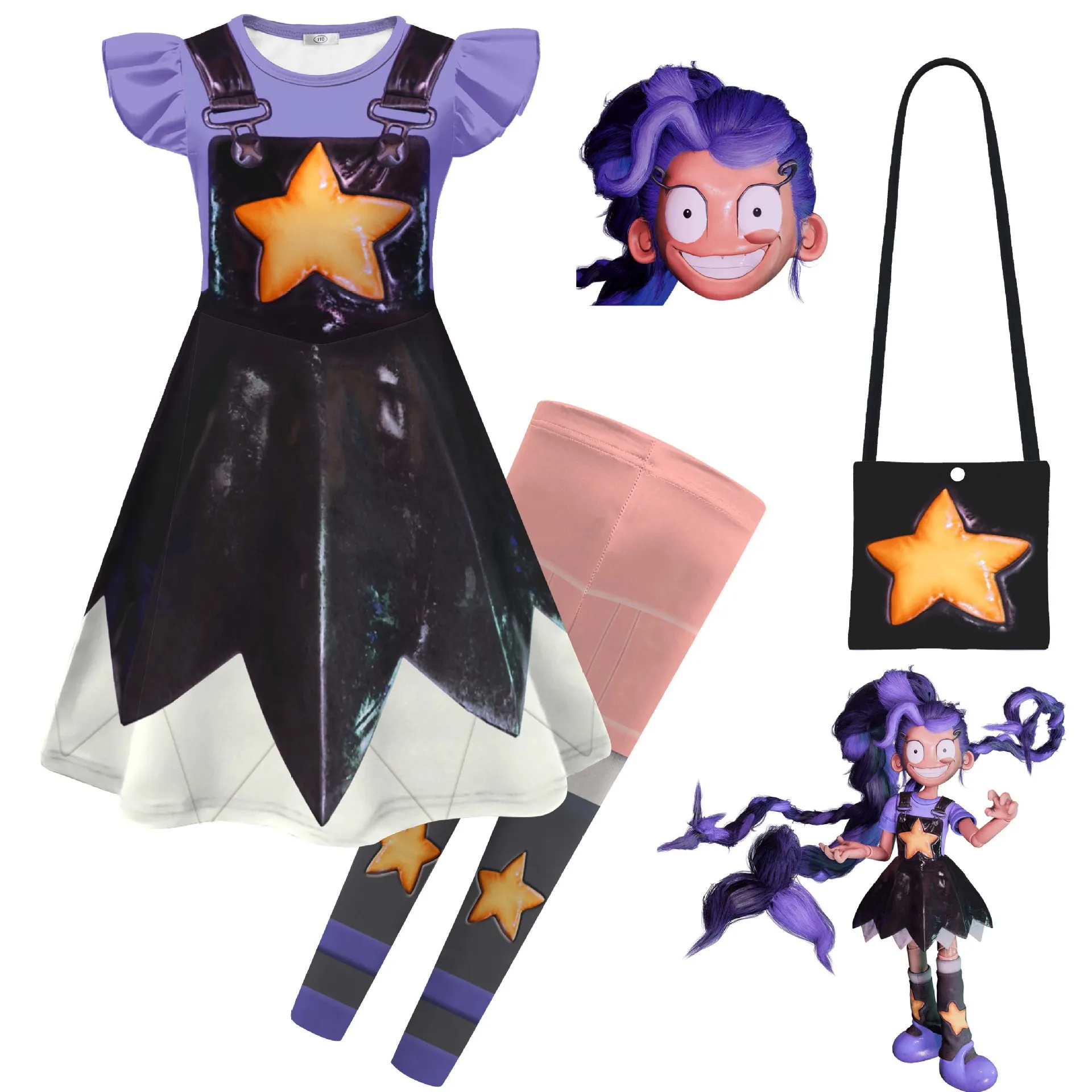 Fantasia de Cosplay da Personagem Lily do Jogo de Terror P-poppy 2026 para Meninas, Conjunto de Vestido e Calças para Crianças, Traje de Festa de Halloween e Carnaval