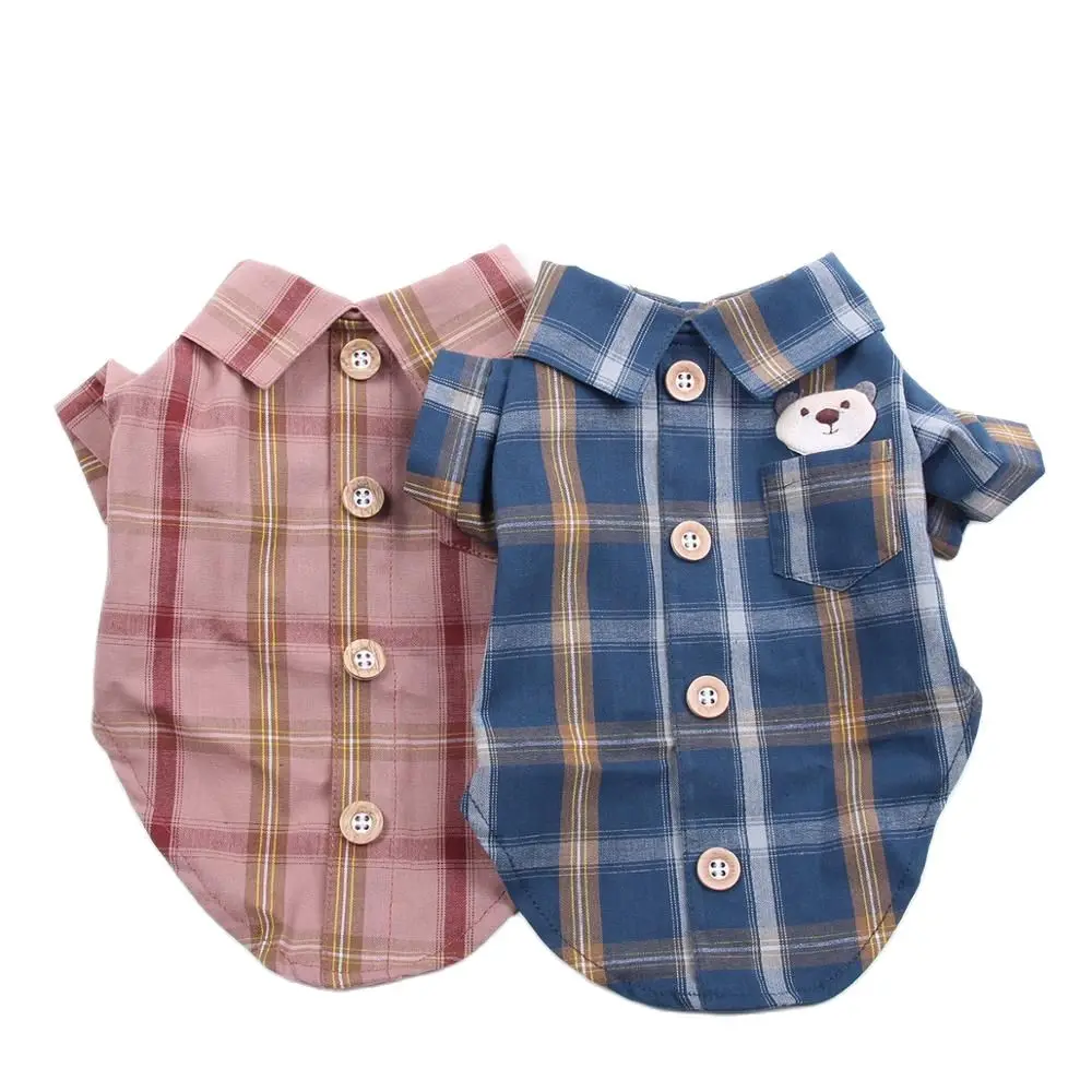 Plaid Dog Shirt Cat Shirts Pet Puppy Spring/Summer Clothing Apparel