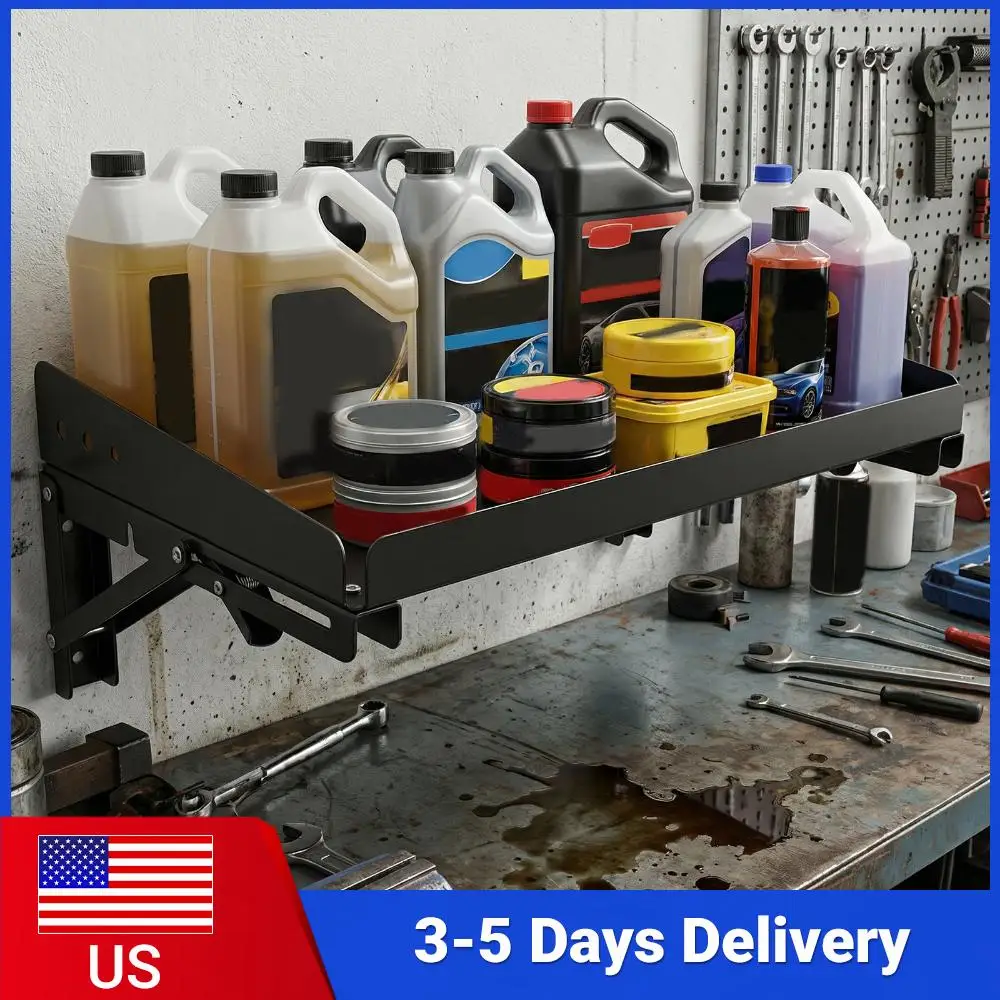 

2 Pack Wall Mounted Adjustable Rail Shelf Heavy Duty Storage Shelves with Lip for Garage Kitchen Laundry Room Workshop