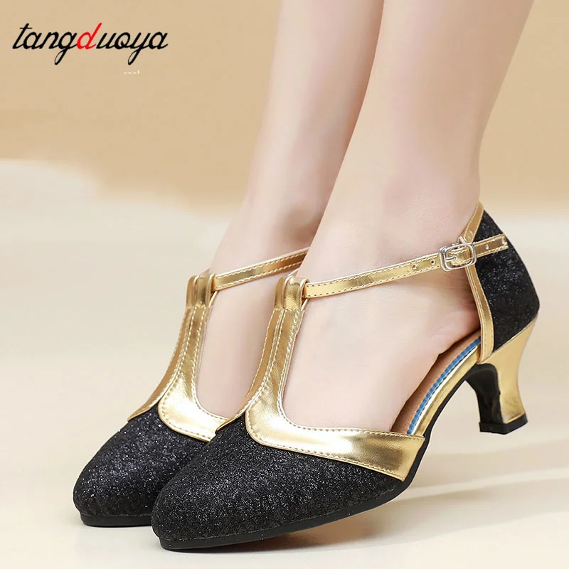 Women's Latin Dance Modern Dance International Salsa Ballroom Tango Dance Soft Sole Heel Height 3.5CM 5.5CM