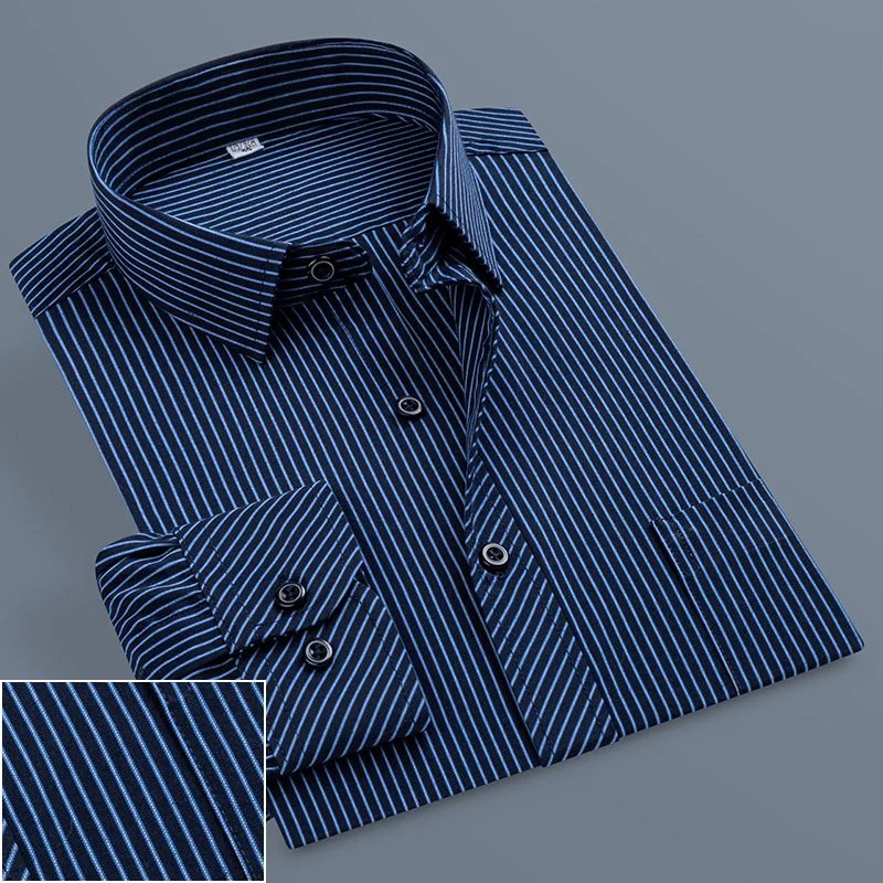 Business-Casual-Social-Hemden für Herren, übergroß, Plus-Größe, 9XL, langärmelig, klassisches Karo-Streifenmuster, Markenhemden, GOZBKF