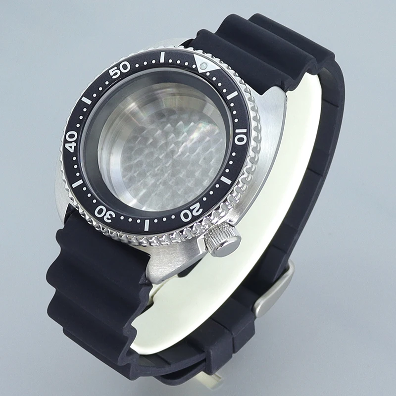 

45mm Luxury 009 Watch Cases Rubber Strap Sapphire For Seiko NH35 NH36 NH38 NH34 28.5mm Dial With chapter Ring Modified Abalone