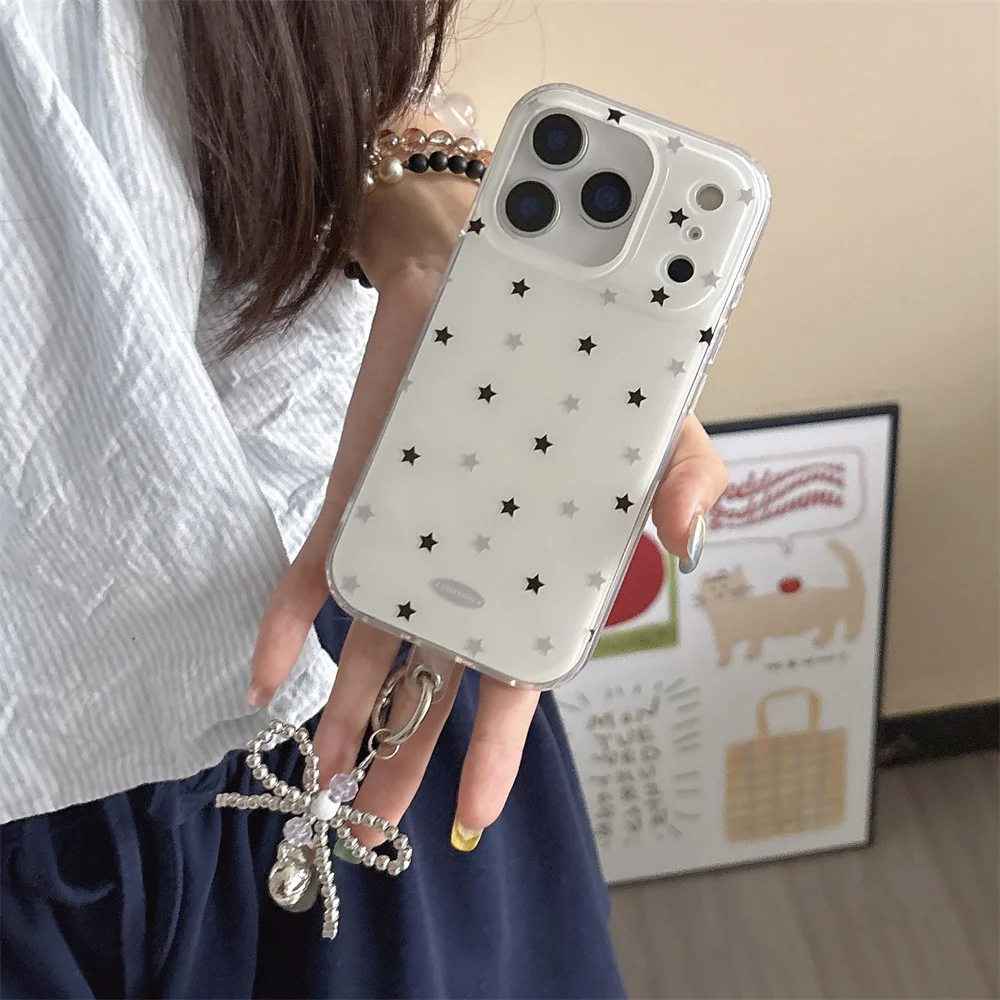 Korean INS simple star mobile phone case for iPhone 17 Pro Max 13 14 15 Pro 16 cover cute cartoon protection Cases For 16 Pro 17