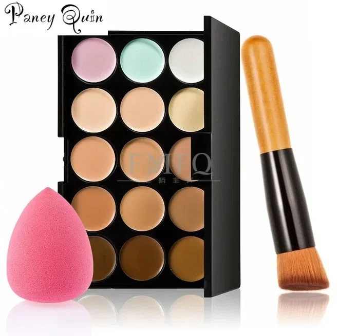 15 Kleur Concealer Contouren Correcteur Make-Up Producten Gezicht Gebaseerd Anti Cernes Cosmetische Set Borstel Spons Puff Groothandel