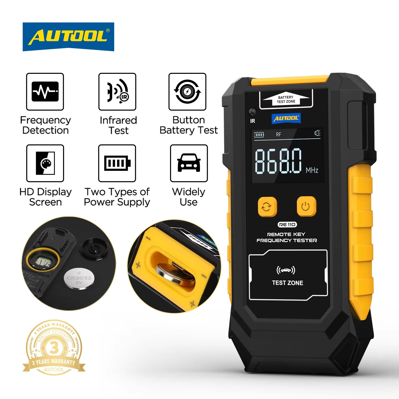 

AUTOOL Digital Frequency Car Key Tester Instrument Car Remote Keys Counter Test Diagnosis Tool Detector Inspection Tool RE110