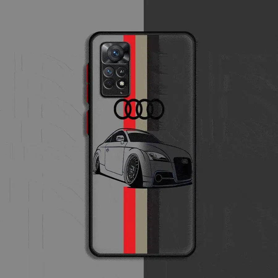 Car A-Audi Case for Xiaomi Redmi Note 12Pro 11 13 Pro Plus 11Pro 5G 9 10 Pro 4G 7 8 8T 9S 10S 11S 12S 12 Soft Phone Cover Shell