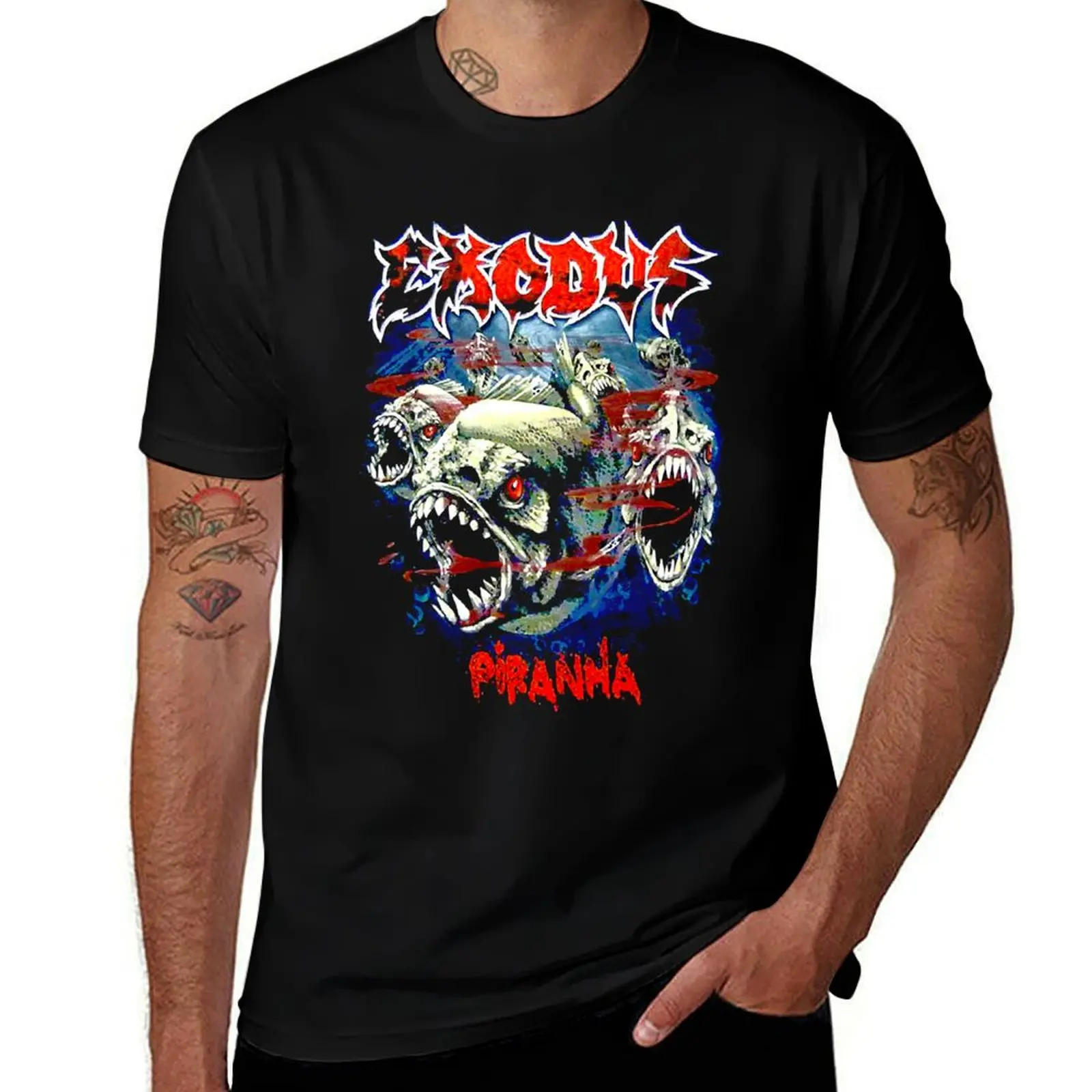 

Funny Gifts Piranha ExOdus Trending Explore Designs Exodus Long Gift For Fans T-Shirt printed t shirts for man T-Shirt