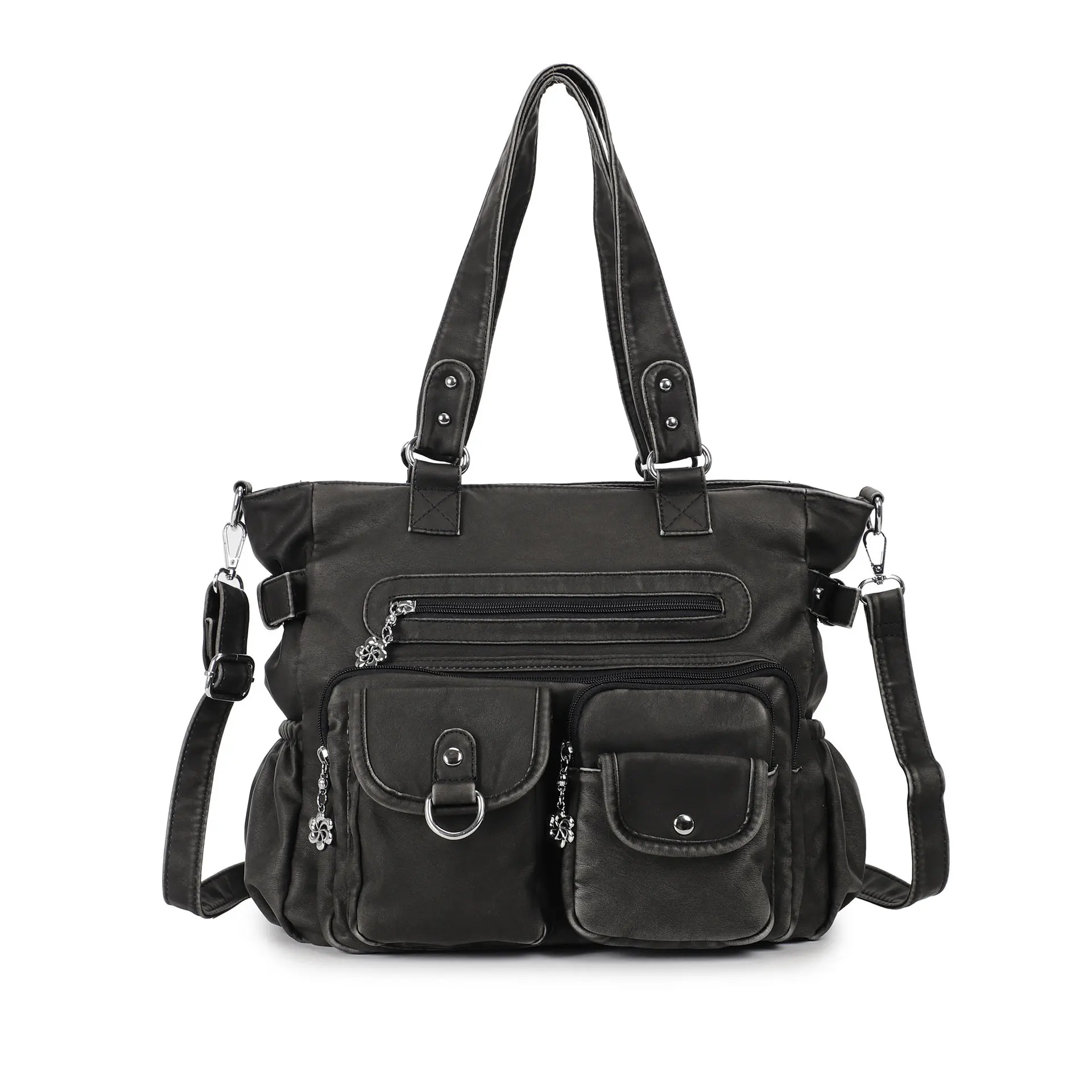 Women Handbags Multi-pockets Bag PU Satchel Fashion Lady Shoulder Bag Vintage Casual Bags Tote Shoulder Purse
