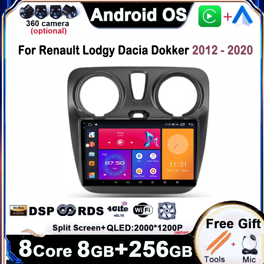 

Android 14 For Renault Lodgy Dacia Dokker 2012 - 2020 QLED Screen 4G DSP Stereo Car Player GPS Navigation WIFI Tools Bluetooth