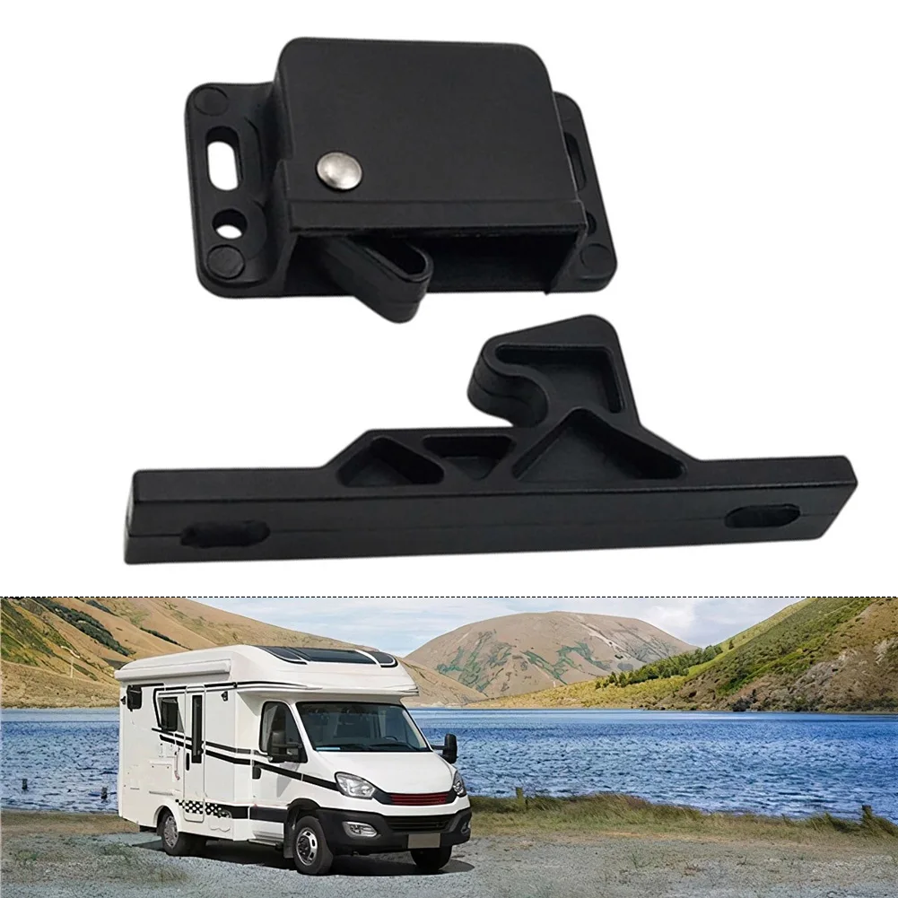 

Side Mount Grab Lock Set 2PCS for RVs Cabinets Campervans Drawers Storage Furniture Black 10x9x2cm Zinc Alloy Plastic