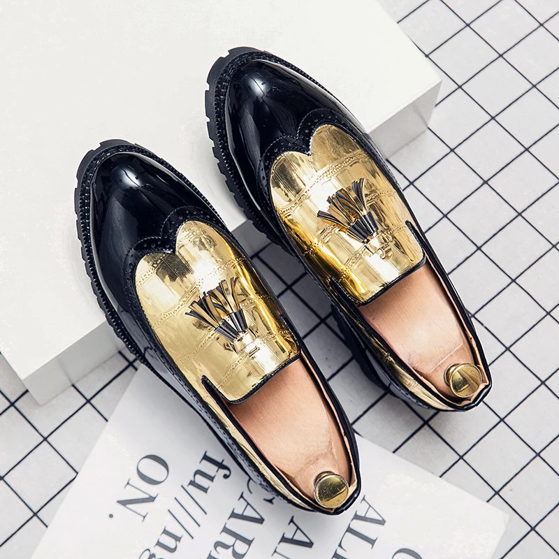 

Classic Formal Brogue Leather Shoes Men Trend Men's Dress Shoes Tassels Social Casual Business Shoes Man Wedding Leather Loafers