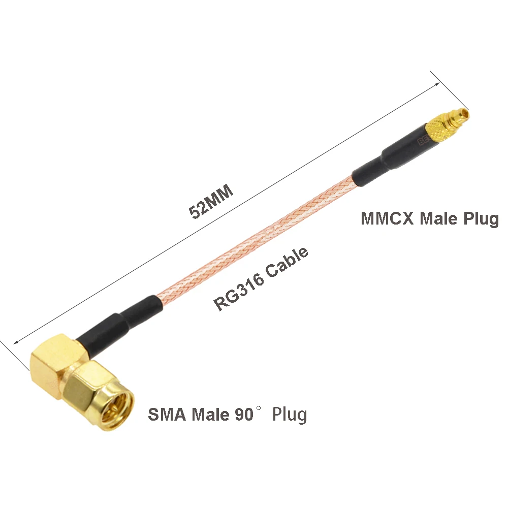 100PCS/lot Straight MMCX Male to SMA Male Right Angle 90° Plug RG316 Cable FPV Antenna Adapter RF Coaxial Extension Jumper