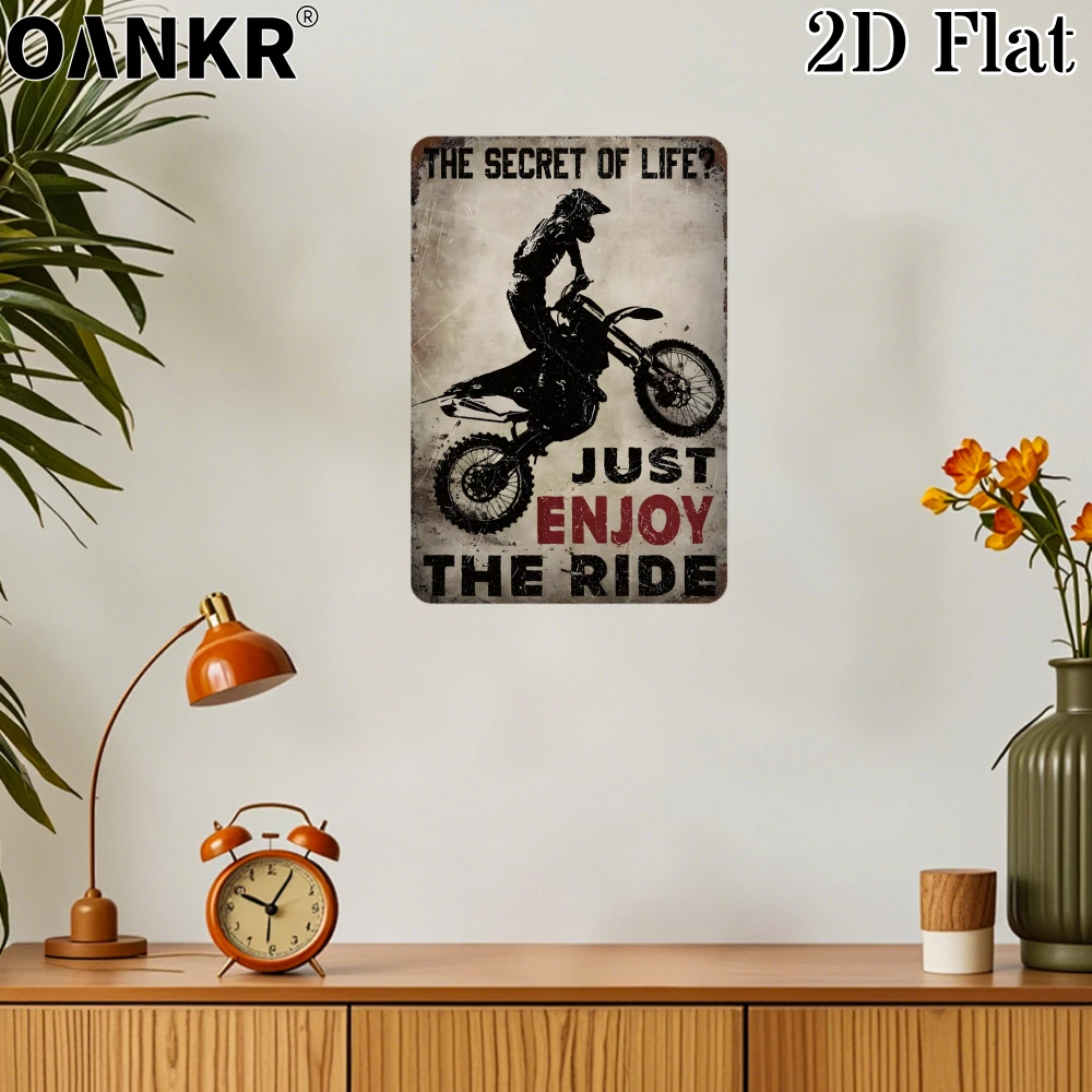 Vintage Garage Metal Tin Sign, Ideal Gift 12x8 Inch, The Secret Of Life Just Enjoy The Ride Poster Metal Signs for Man Cave Home