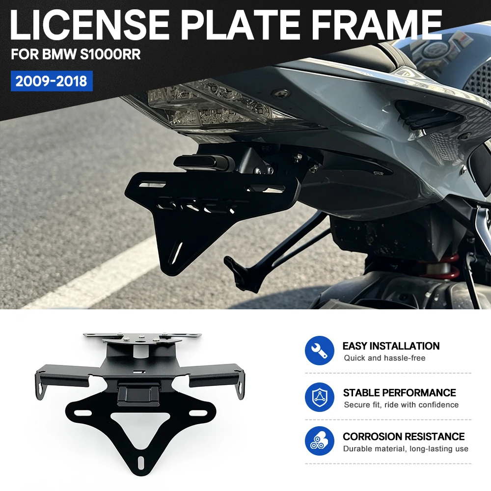 Motorcycle License Plate Holder Suitable for BMW S1000RR 2009-2018 Fender Eliminator Tail Tidy Bracket With LED