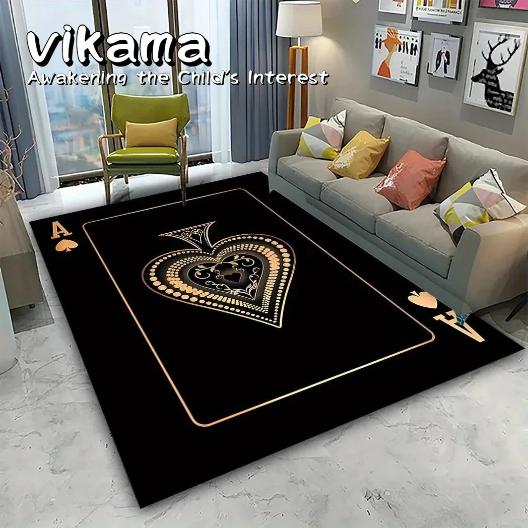 

VIKAMA Ace of Spades Black Large Area Rug - Non-slip pad for living room, sofa and bedroom bedside